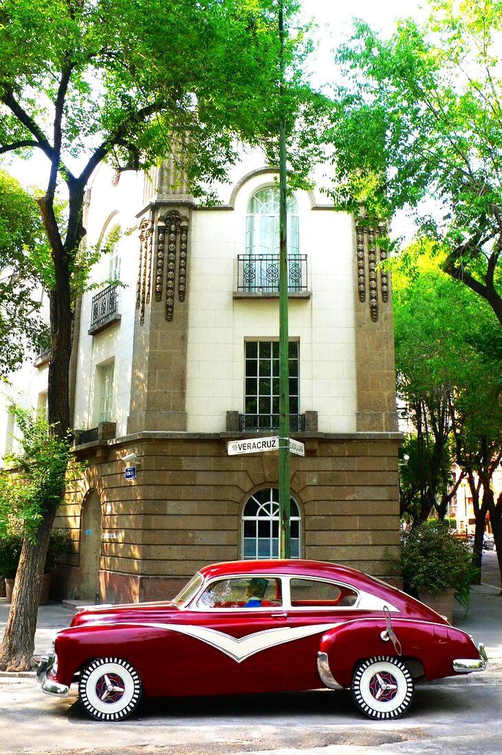 red car outside a hotel in mexico city