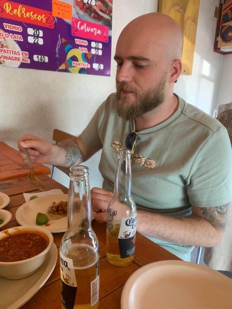 Me eating food in Querétaro