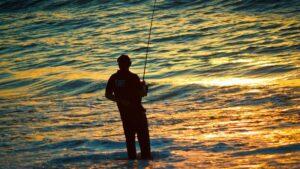 Man fishing at Puerto Vallarta beach
