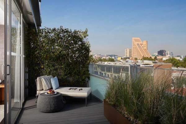 View on the patio of Las Alcobas Hotel in Mexico City