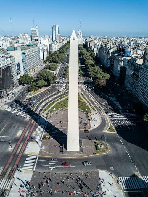 Obelisk in the city of Buenos Aires overlooking 9 de Julio Avenue
