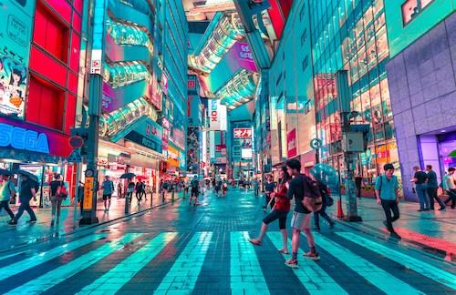 Sidewalk in Tokyo, Japan