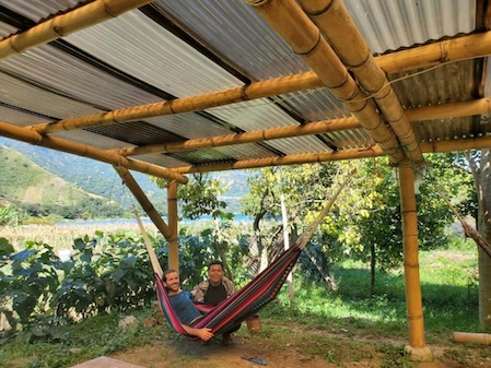 The garden at the centro sakbe hostel in San Juan La Laguna in Lake Atítlan 