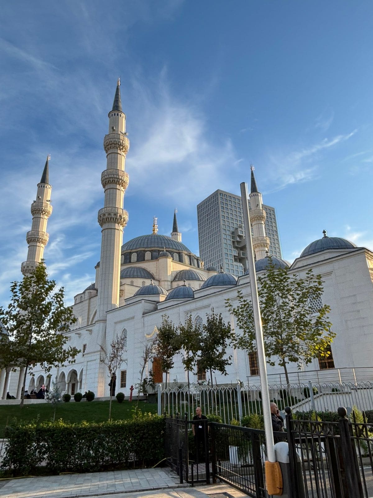 Visting the biggest mosque in Tirana is a must when you are looking for things to do in Tirana. It is pictured here from the outside. 