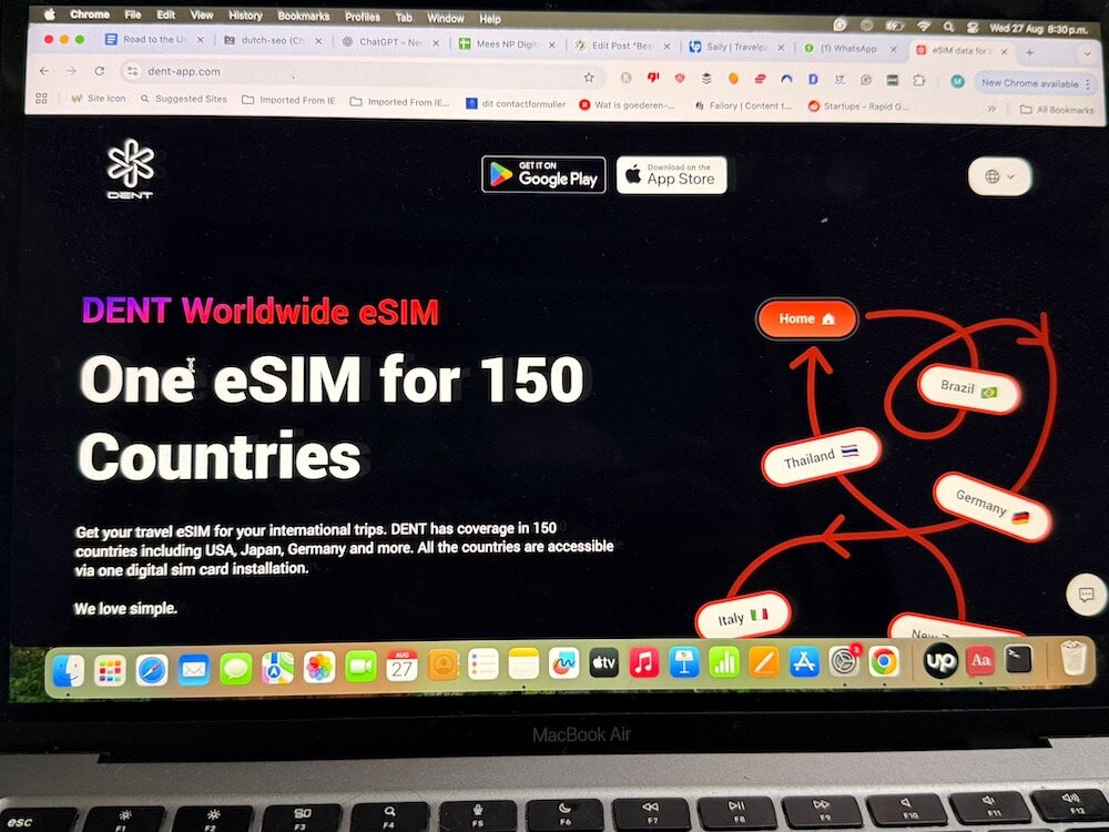  dent app esim home page 